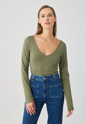 Top s dlhým rukávom - khaki