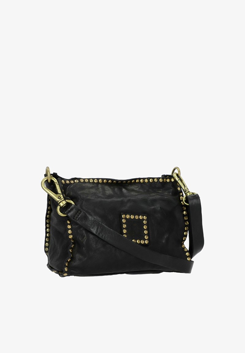 Handtasche Campomaggi Streifen Schultertasche Edera Schwarz Campomaggi