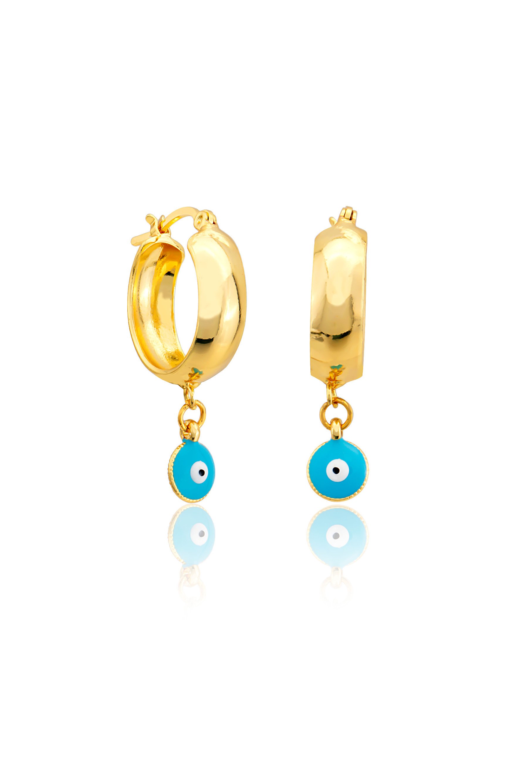Orecchini Punk A Bulbo Oculare Blu - Argento Placcato Fatti A Mano Great Britain