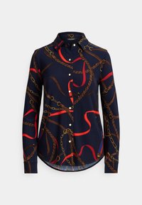 SLIM FIT BELTING-PRINT JERSEY SHIRT - Košilová halenka  - navy multi