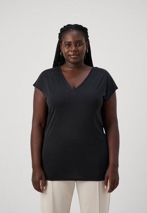 ONLY Carmakoma CARFREE LIFE V NECK  - T-shirt basic - black