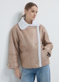 Calliope A TRE BOTTONI - Lederjacke - sabbia medio
