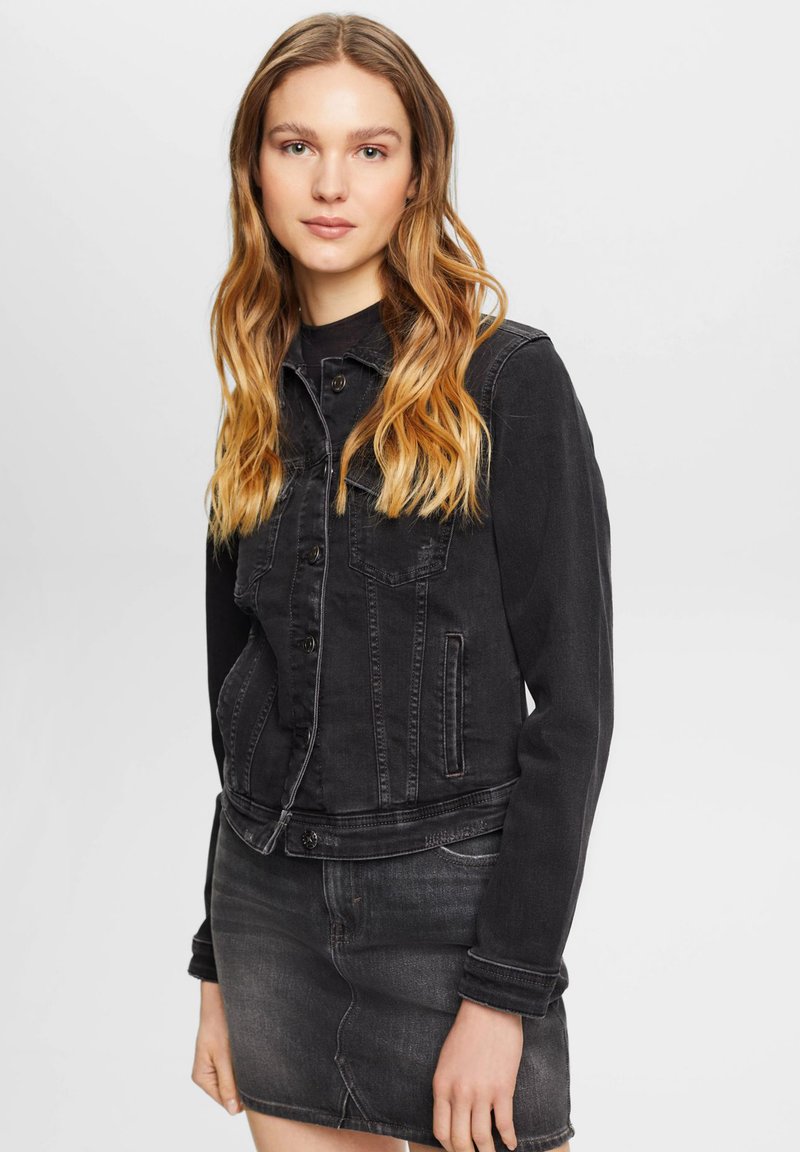 edc by Esprit Denim jacket black dark wash/black denim Zalando.co.uk