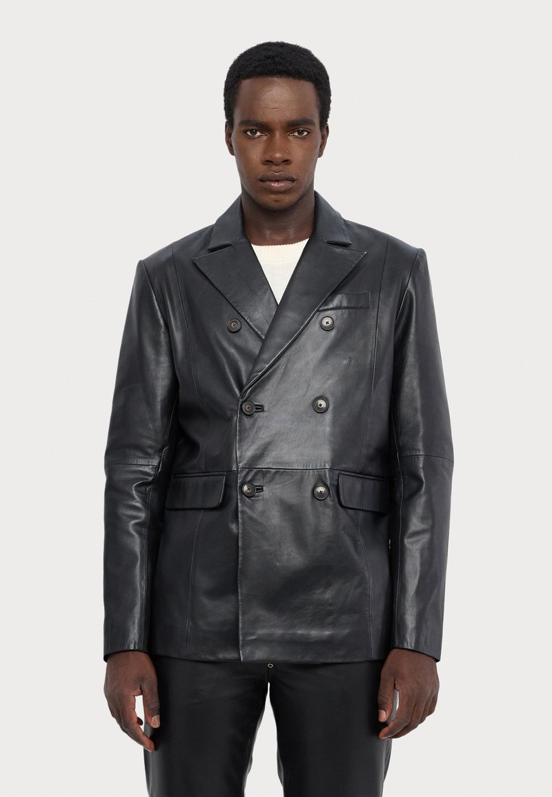 STUDIO ID ANTONIO - Giacca di pelle - black