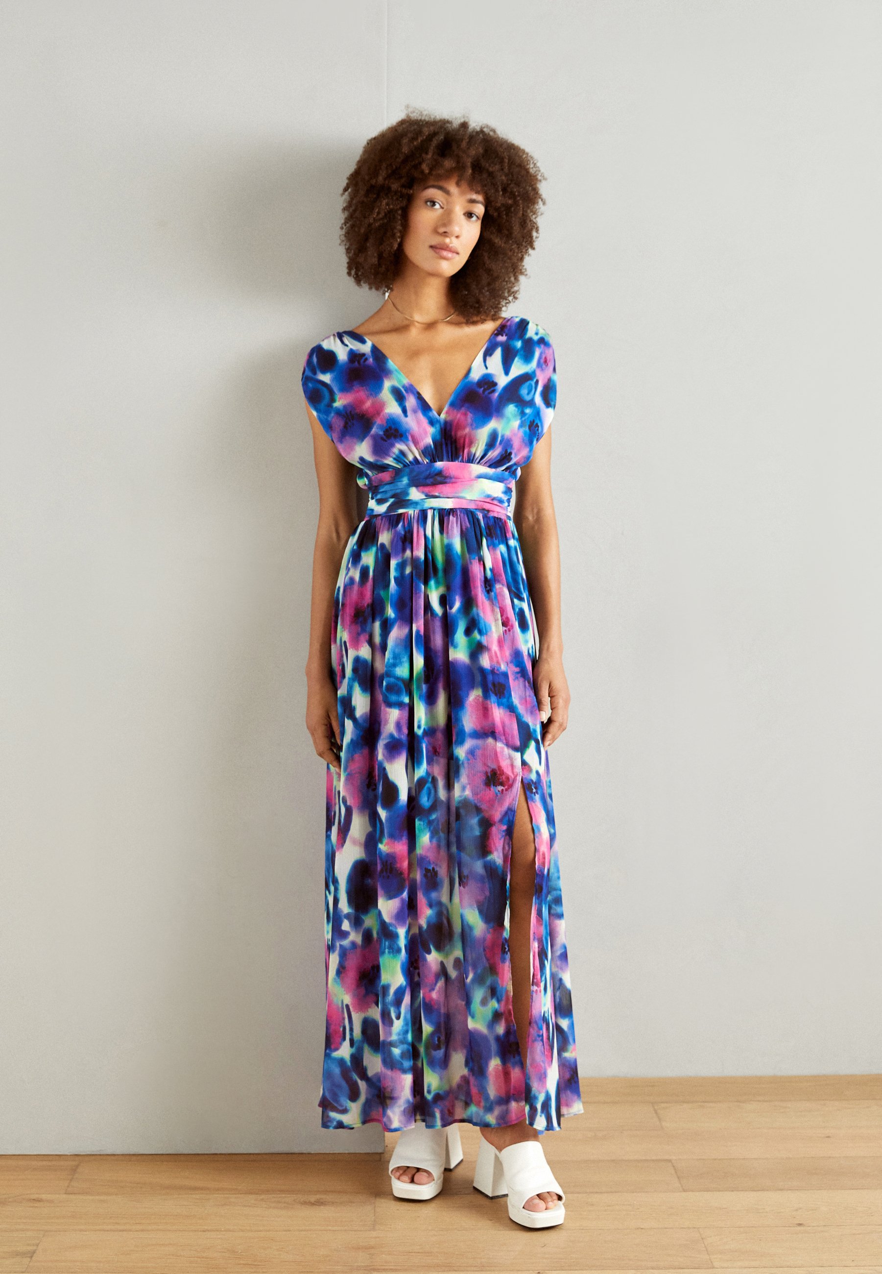 MORGAN 241-RLOUK.F Abito Lungo Formale Donna Effetto Portafoglio Manica Lunga Multicolore