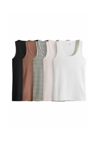 THE SET - REGULAR FIT - 5 PACK SCOOP NECK  - Long sleeved top - black rust cream peach pink ecru stripe Thumbnail Image 1