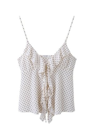 Stradivarius, PRINTED RUFFLED TOP - Débardeur - beige