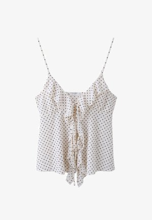 Stradivarius, PRINTED RUFFLED TOP - Débardeur - beige