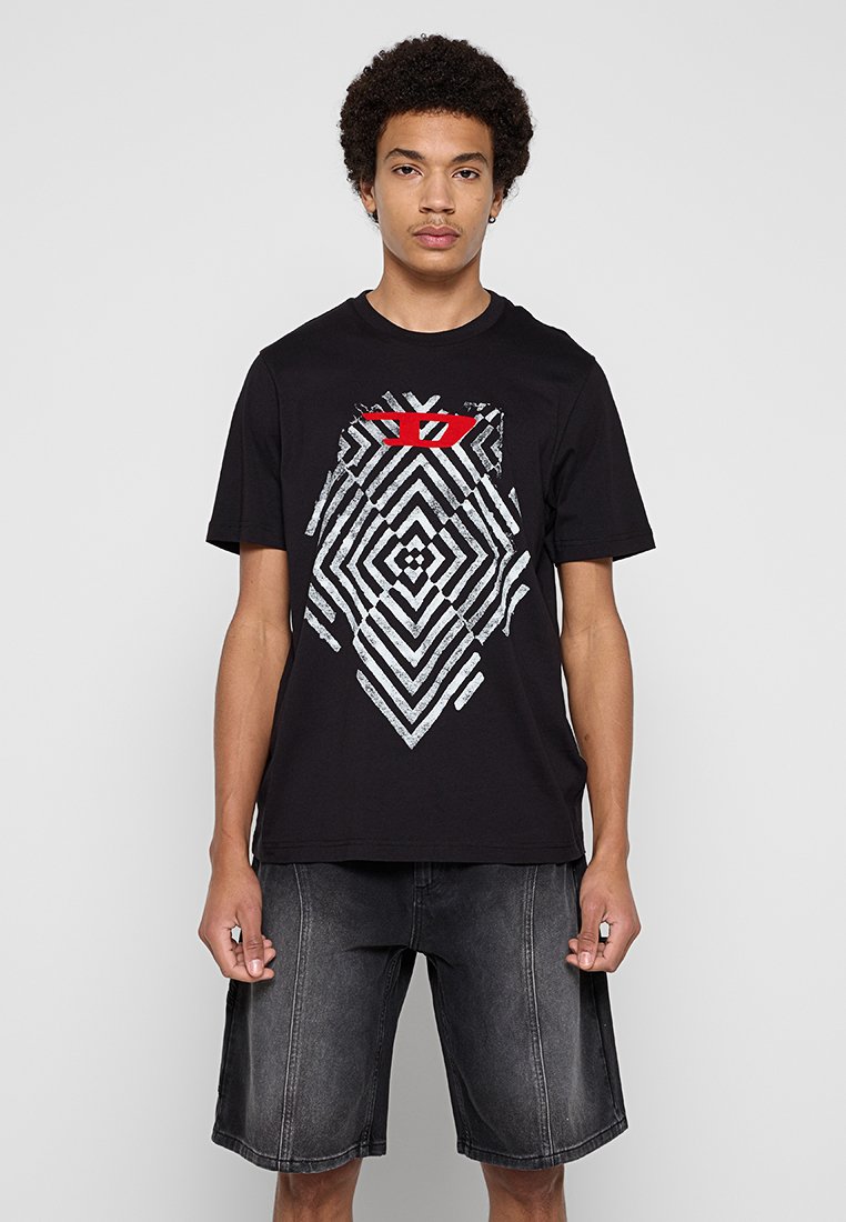 Diesel T-shirt print zwart