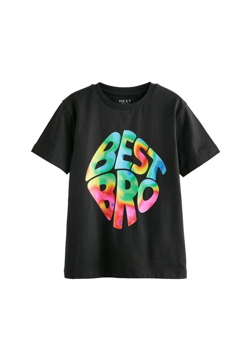 Next SHORT SLEEVE GRAPHIC  REGULAR FIT - Apdrukāts T-krekls - black best bro