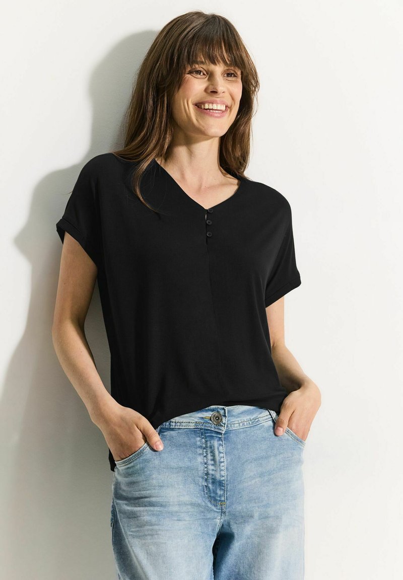 Cecil V-NECK  - Jednoduché tričko - schwarz