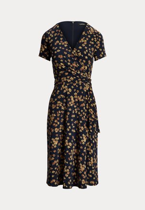 Lauren Ralph Lauren FLORAL STRETCH JERSEY SURPLICE DRESS - Vestito di maglina - navy multi