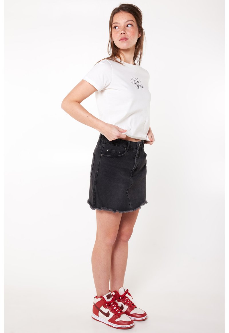 Jupe Bianca Washed Black ONLY - Jean Midi Décontracté Femme