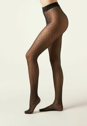 Calzedonia 30 DEN MICRO POLKA DOT - Collants - nero rombi micro pois