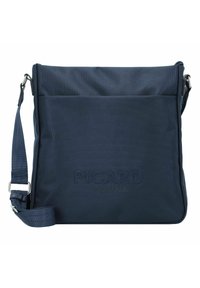Borsa a tracolla blu navy in nylon testurizzato, con una tasca frontale e una robusta tracolla regolabile. "PICARD dal 1928" impresso sul davanti.