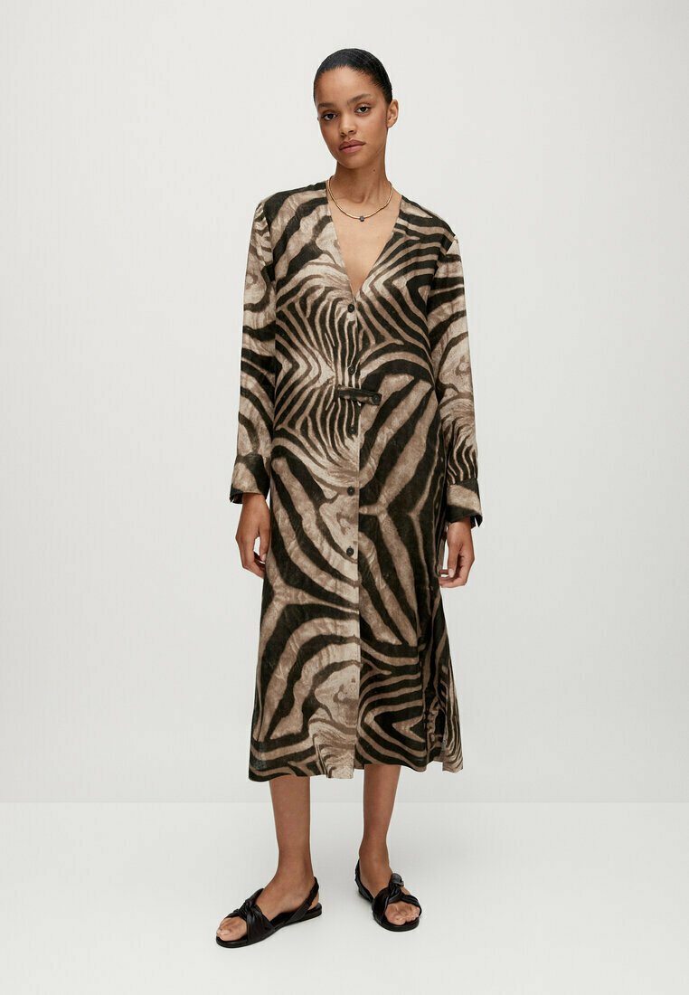 Massimo Dutti - ZEBRA PRINT - Jurk - dark brown