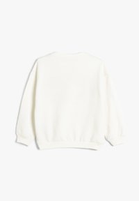 Witte sweatshirt met een ronde halslijn, ribgebreide manchetten en onderrand. Zachte textuur met een eenvoudig, onopgesmukt ontwerp. Geen zichtbare logo's of patronen.