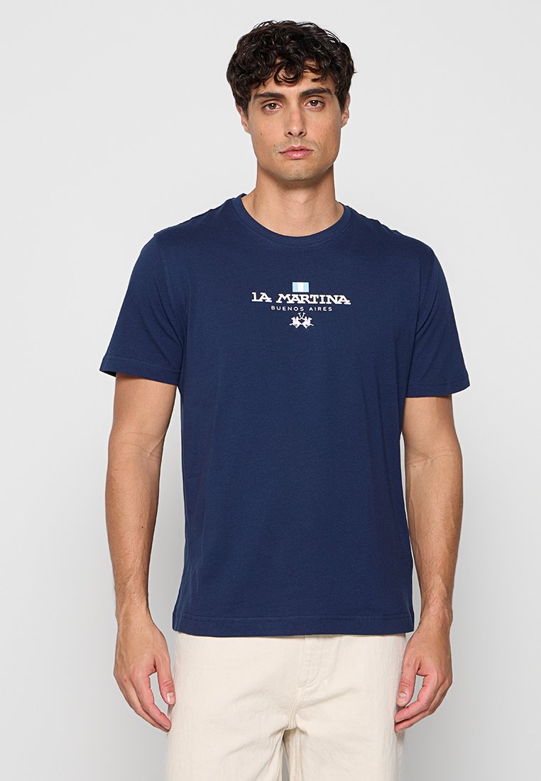 LA MARTINA T-shirt print donkerblauw