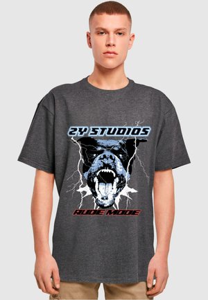 2Y Studios ROTTWEILER OVERSIZE - Camiseta estampada - charcoal