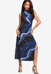 Lipsy REGULAR FIT - MINERAL PRINT SEQUIN EMBELISHED SLEEVELESS MIDI - Cocktailklänning - blue