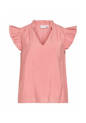 VILA, CAP SLEEVE TOP VIANU V-NECK - Blouse - mauveglow