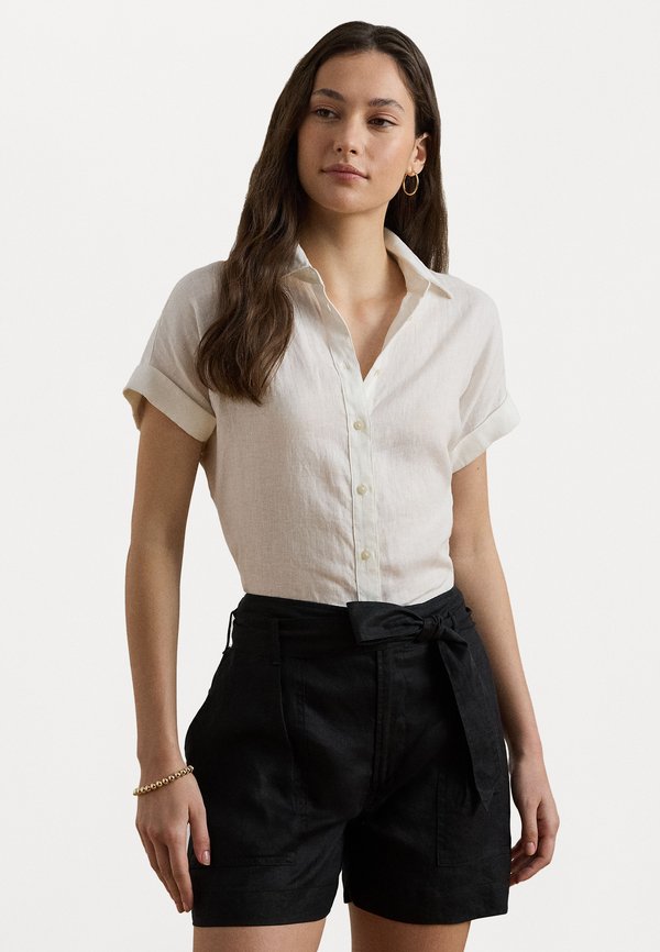 RELAXED FIT LINEN SHORT SLEEVE SHIRT - Button-down blouse