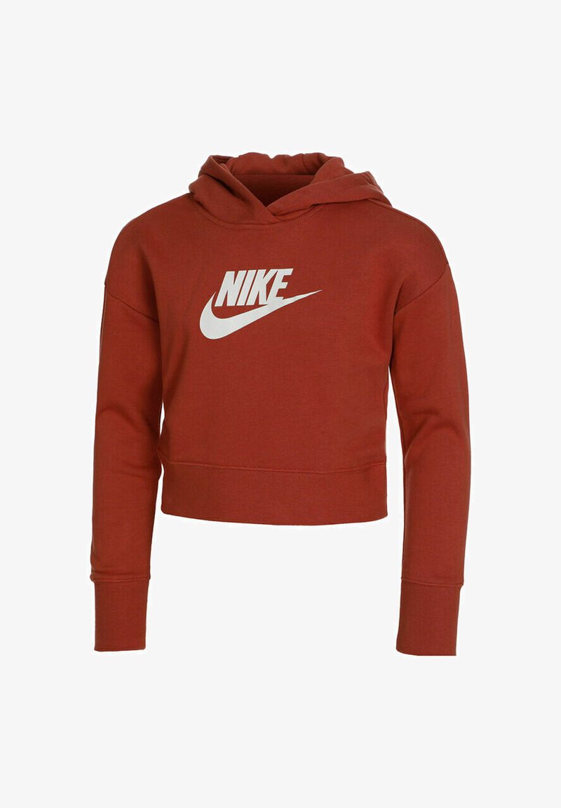 Nike Performance CLUB FRENCH CROPPED - Felpa con cappuccio - canyon rust white