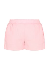 Rosa shorts med en texturerad tyg, elastisk midja och sidofickor. Designen har en lös passform och en enkel nederkant.