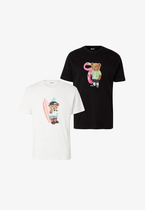 Chill Pill, SURF BEAR / FLOATING BEAR 2 PACK - T-SHIRT - T-shirts print - white black