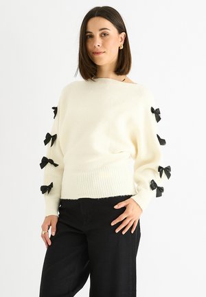 SLASH NECK BOW - Jumper - cream