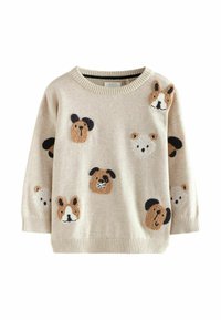 Next CREW NECK  - REGULAR FIT - Pulover - ecru marl dogs