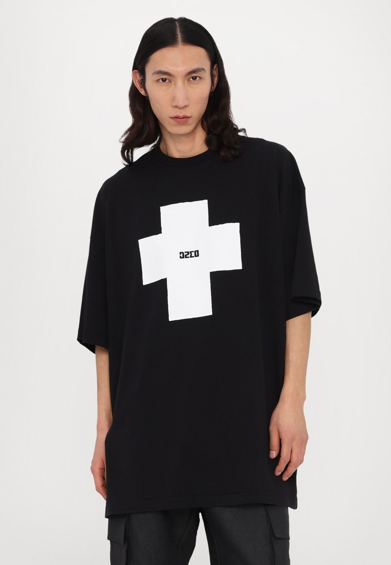032c POINT OVERSIZED UNISEX - T-shirt imprimé - washed black