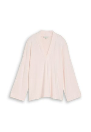 TOM TAILOR, TOM TAILOR T-SHIRT COSY LANGARMSHIRT MIT V-AUSSCHNITT - Jumper - light pastel pink melange