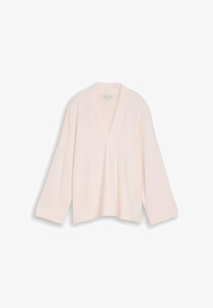 TOM TAILOR, TOM TAILOR T-SHIRT COSY LANGARMSHIRT MIT V-AUSSCHNITT - Jumper - light pastel pink melange