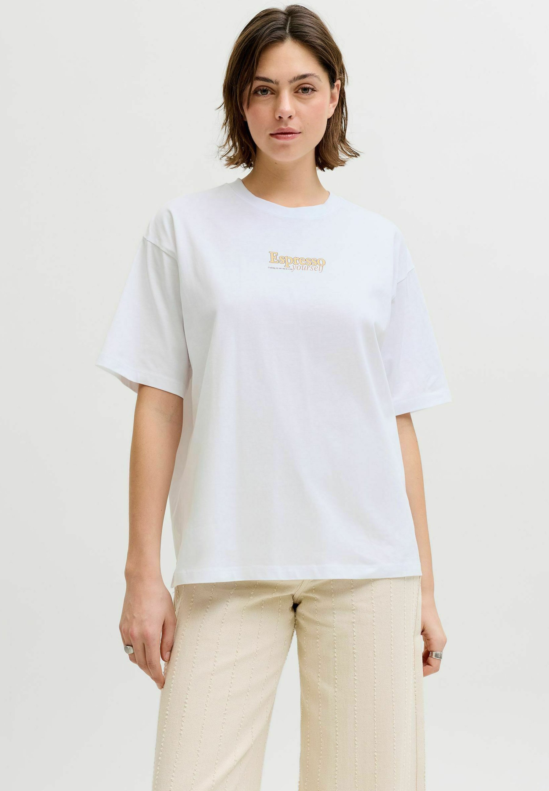 J.♡ JJXX JXLATTE LOOSE TEE - T-Shirt print - bright white/offwhite