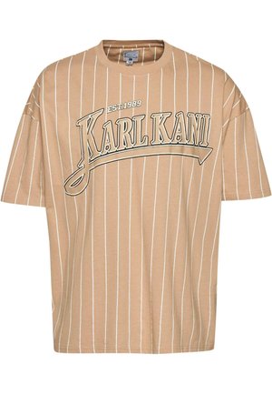 Karl Kani, TREING BOXY PINSTRIPE - Trükipildiga T-särk - sand white