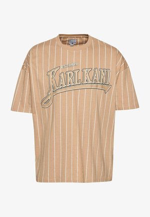Karl Kani, TREING BOXY PINSTRIPE - Trükipildiga T-särk - sand white
