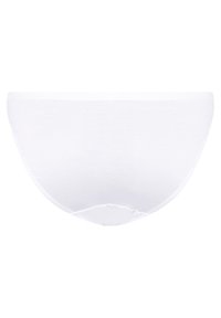 Bílé bavlněné boxerky s hladkou texturou, bezešvým designem a krátkým střihem. Mají měkký pás a žádné viditelné vzory nebo akcenty.