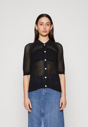 Vero Moda Tall VMLEXSUNMESH 2/4 BUTTON - Užsagstoma palaidinė - black