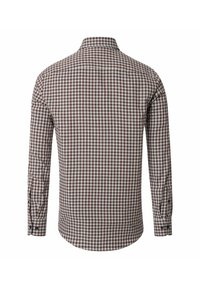 Langärmliges Hemd in braun und hellblau kariert, aus Baumwolle, mit klassischem Kragen und geknöpften Manschetten.