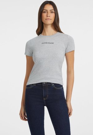 Guess Jeans SLIM LOGO EMB - Nyomott mintás póló - grigio