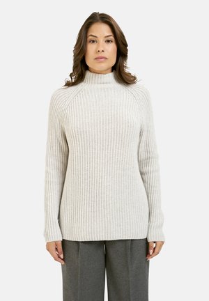 MIT STEHKRAGEN UND RAGLANÄRMELN - Strickpullover - beige melange