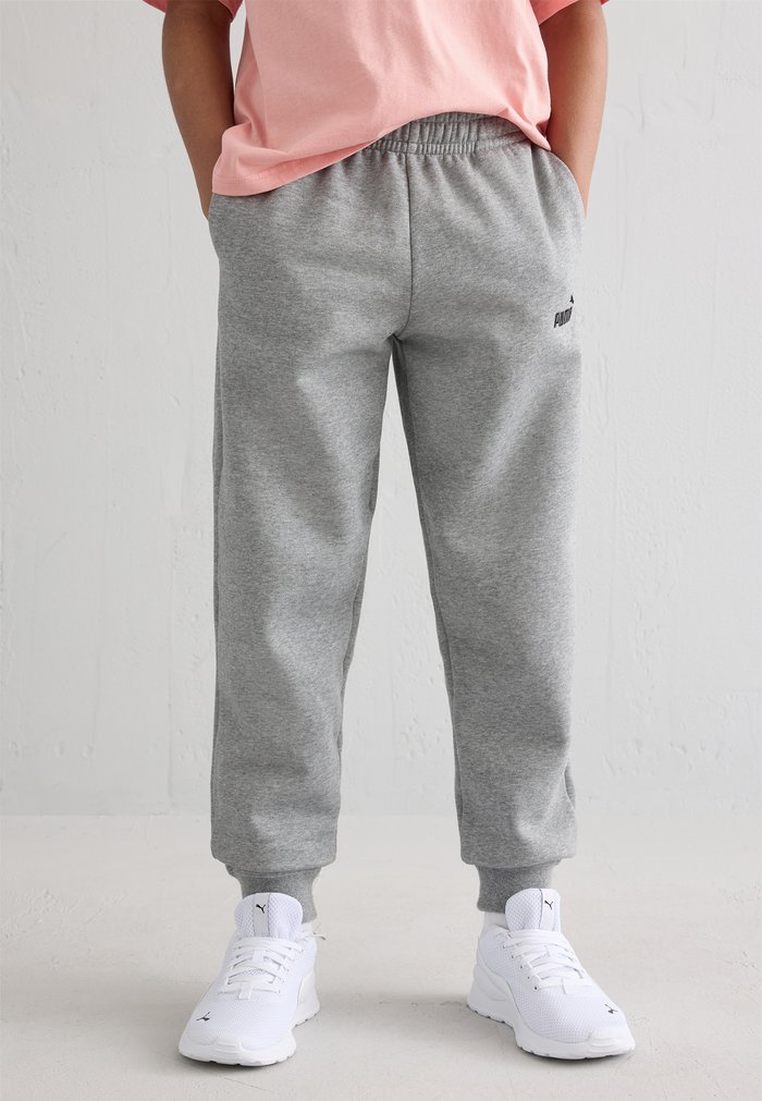 PUMA LOGO - Tracksuit bottoms - medium gray