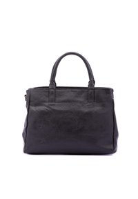 Borsa tote in pelle nera con superficie testurizzata, due manici e forma rettangolare. Nessun hardware o accentuazione visibile.