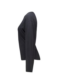 Black long-sleeve t-shirt made of cotton, featuring a round neckline and a fitted shape with a smooth texture.