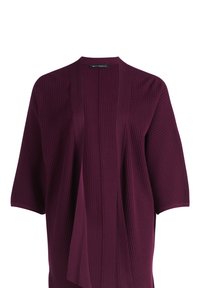 Otevřený pletený kardigan s žebrováním v tmavě fialové barvě a širokými tříčtvrtečními rukávy od Betty Barclay.