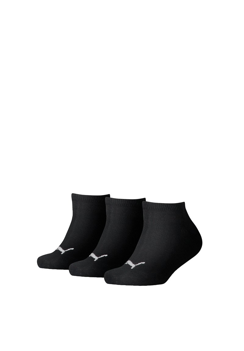 Calcetines negros hasta el tobillo en un paquete de tres. Fabricados con un material suave con textura de punto, presentan un logo blanco en el costado.