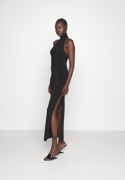 Norma Kamali HALTER TURTLE SIDE SLIT GOWN - Φόρεμα από ζέρσεϊ - black