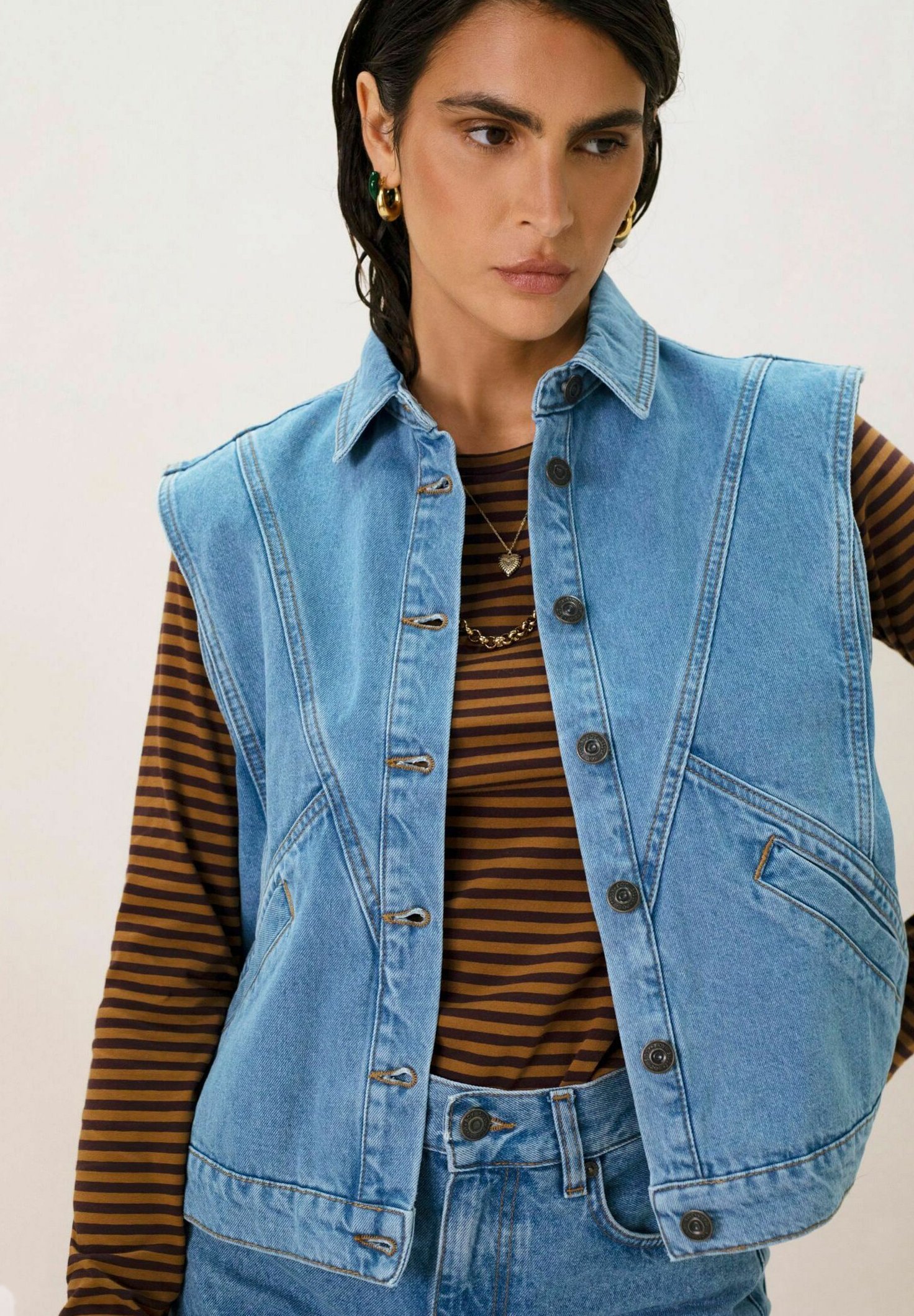 Sissy-Boy MIT TASCHEN Weste blau/blue denim Zalando