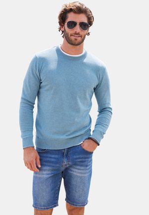 RUNDHALS - Strickpullover - blau meliert